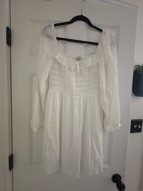 AE White Flowy Long Sleeve Dress